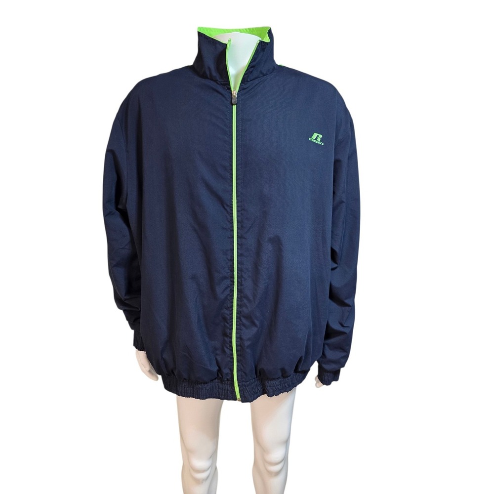 90s Style Russell Athletic Windbreaker XL - Navy Blue Sportswear Shell‎